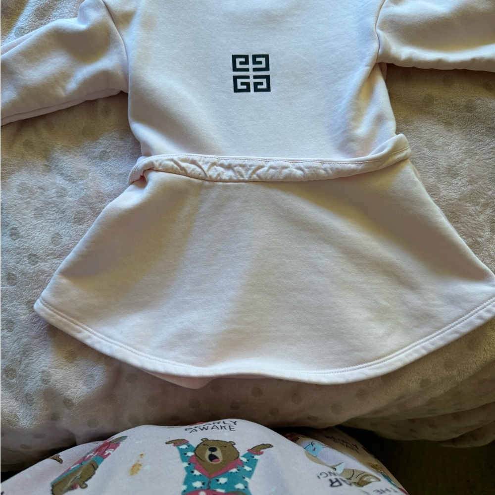 White Long-Sleeve Dress with Logo
